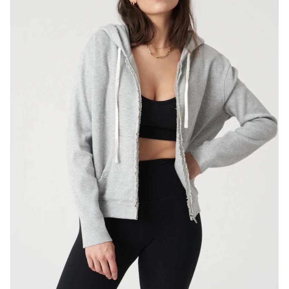 Bandier x Sincerely Jules The Juniper Zip Up Hoodie Vintage Heather Grey